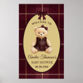 Chique Preppy Teddybeer Baby Shower Poster (Voorkant)