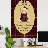 Chique Preppy Teddybeer Baby Shower Poster (Thuiskantoor)