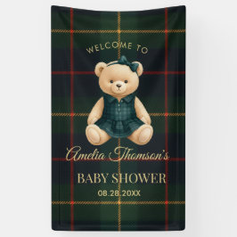 Chique Preppy Teddydbeer Baby Shower Spandoek