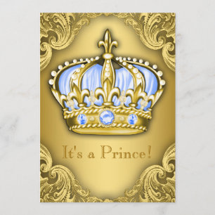 Chique Prince Baby Shower Baby Blauw Goud Kaart