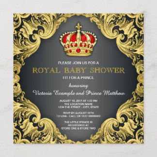 Chique Prince Baby Shower Koninklijk Rood Kaart