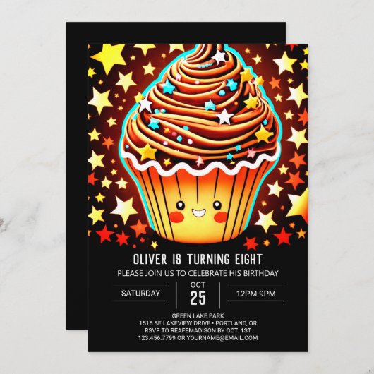 Chique Printable Muffin Verjaardag Kaart (Voorkant / Achterkant)