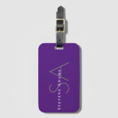 Chique professioneel periwinkle paarse monogram bagagelabel (Voorkant (verticaal))