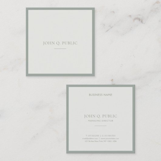 Chique Professionele Clean Design Groene Sjabloon Vierkante Visitekaartje (Voorkant / Achterkant)
