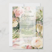 Chique Prosecco & Parels Glitter Bruidsfeest Kaart (Voorkant)