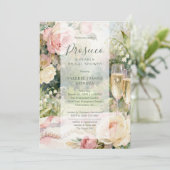 Chique Prosecco & Parels Glitter Bruidsfeest Kaart (Staand voorkant)