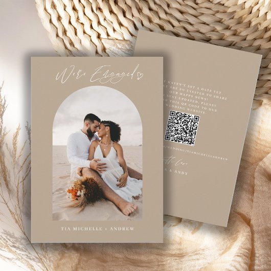 Chique QR-code fotohuwelijksaankondiging verloving Kaart
