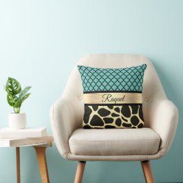 Chique Quatrefoil Giraffe Print gepersonaliseerd Kussen