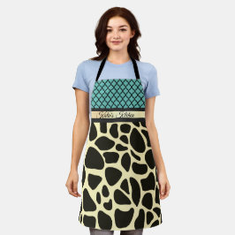 Chique Quatrefoil Giraffe Print gepersonaliseerd Schort