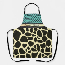 Chique Quatrefoil Giraffe Print gepersonaliseerd Schort