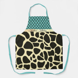 Chique Quatrefoil Giraffe Print gepersonaliseerd Schort