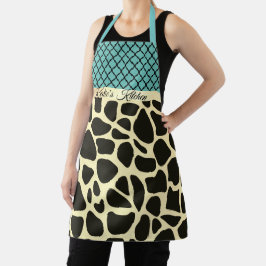 Chique Quatrefoil Giraffe Print gepersonaliseerd Schort
