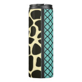 Chique Quatrefoil Giraffe Print gepersonaliseerd Thermosbeker (Achterkant)