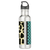 Chique Quatrefoil Giraffe Print gepersonaliseerd Waterfles (Achterkant)