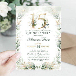 Chique Quinceanera Botanische Groenelementen Goude Kaart