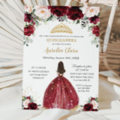Chique Quinceañera Burgundy Blush Bloemenkroon Pri Kaart