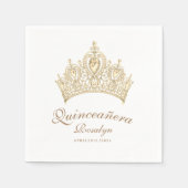 Chique Quinceañera Gouden Kroon Prinses Verjaardag Servet (Voorkant)
