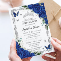 Chique Quinceañera Koningsblauw Bloemig Vintage Zi