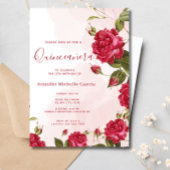 Chique Quinceañera Rode Rozen Bloemen Prinses Kaart