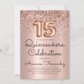 Chique Quinceañera Roze Goud Glitters 15e Verjaard Kaart (Voorkant)