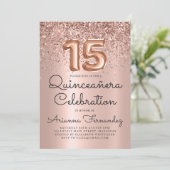 Chique Quinceañera Roze Goud Glitters 15e Verjaard Kaart (Staand voorkant)