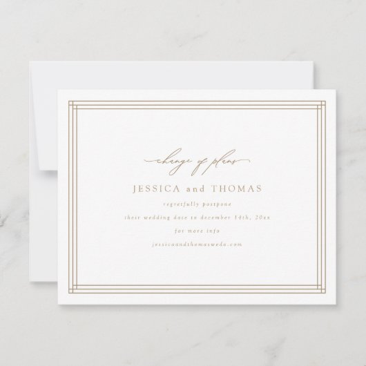 Chique raam bruiloft uitstel wijzig de datum aankondiging (Voorkant)