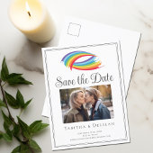 Chique Rainbow LGBT Couple Foto Save the Date Aankondigingskaart