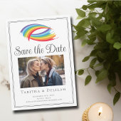 Chique Rainbow Wave LGBT Couple Foto Save The Date