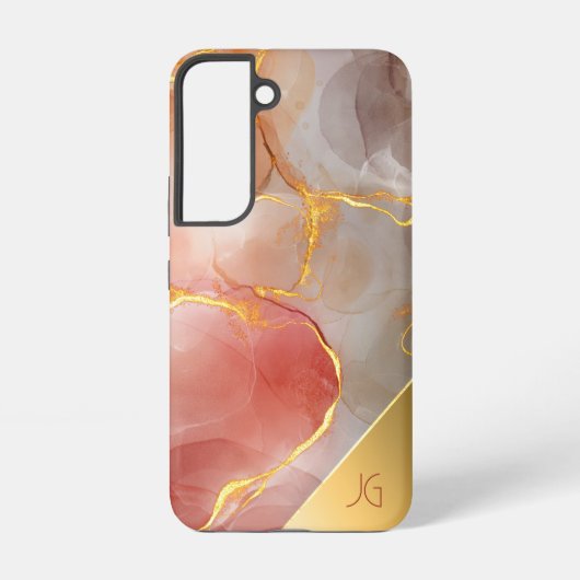 Chique Red en Gold Agaat Monogram Samsung Galaxy Hoesje (Achterkant)