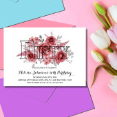 Chique Red Maroon groen bloemen 50e verjaardag Kaart