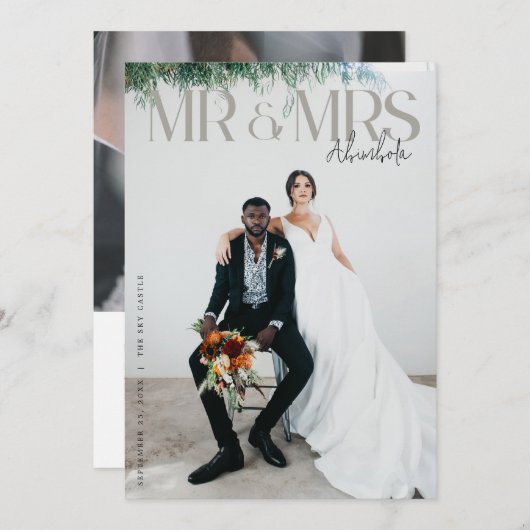 Chique Redactionele Foto Bruiloft Dank u Kaart Een (Voorkant / Achterkant)