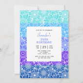 Chique regenboog blauwe strepen bloemenfoto Verjaa Kaart (Voorkant)