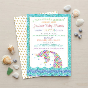 Chique regenboog glittersirene baby shower kaart