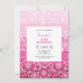 Chique regenboog roze strepen bloemenfoto Verjaard Kaart (Voorkant)