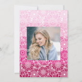 Chique regenboog roze strepen bloemenfoto Verjaard Kaart (Achterkant)