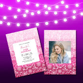 Chique regenboog roze strepen bloemenfoto Verjaard Kaart