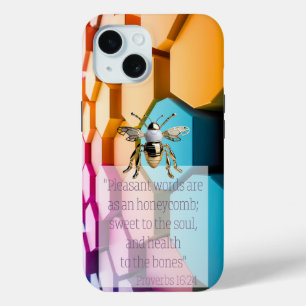 Chique Religieuze Regenboog Honingraat Gouden Bij iPhone 15 Case
