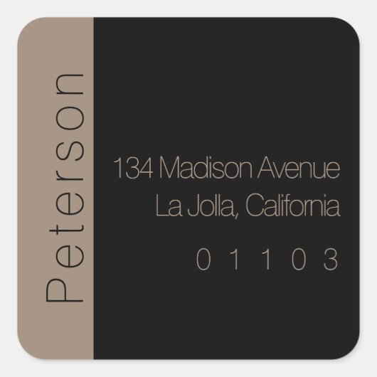 Chique retouradreslabel met zijaccent vierkante sticker (Voorkant)