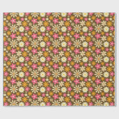 Chique Retro 70s Groovy Hippie Bloem Cadeaupapier (Vlak)