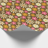 Chique Retro 70s Groovy Hippie Bloem Cadeaupapier (Hoek)