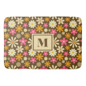 Chique Retro 70s Groovy Hippie Bloem Monogram Badmat (Voorkant)