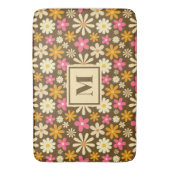 Chique Retro 70s Groovy Hippie Bloem Monogram Badmat (Voorkant Verticaal)