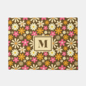 Chique Retro 70s Groovy Hippie Bloem Monogram Deurmat (Voorkant)
