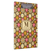 Chique Retro 70s Groovy Hippie Bloem Monogram Klembord (Rechts)