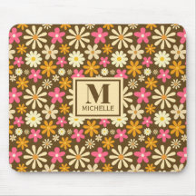 Chique Retro 70s Groovy Hippie Bloem Monogram