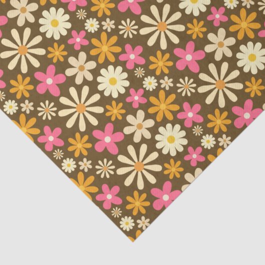 Chique Retro 70s Groovy Hippie Bloem Tissuepapier (Detail)