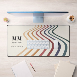 Chique Retro 70s Sunset Golf Custom Naam Organizer Bureaumat