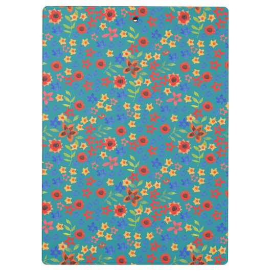 Chique Retro bloemenprint op blauw acryl klembord (Achterkant)