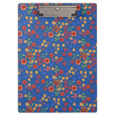 Chique Retro bloemenprint op blauw acryl klembord (Voorkant)