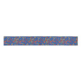 Chique Retro bloemenprint op blauw Grosgrain lint (Voorkant)